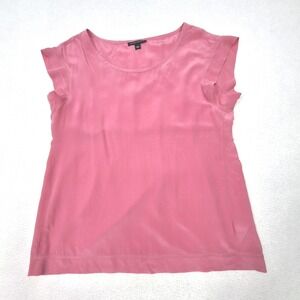 Banana Republic Top Womens Large Pink 100% Silk Smocked Back Quiet Luxury